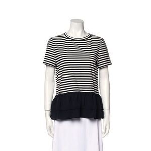 KATE SPADE BROOME STREET Black Striped Crew Neck T-Shirt SMALL